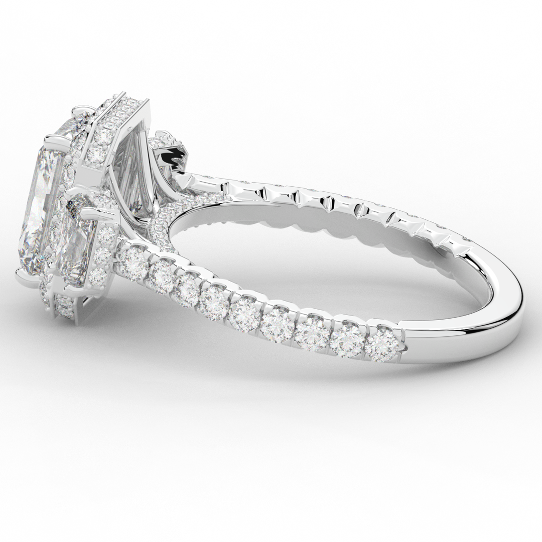 3.20CT.TW RADIANT LAB DIAMOND 3 STONE ENGAGEMENT RING - Nazarelle
