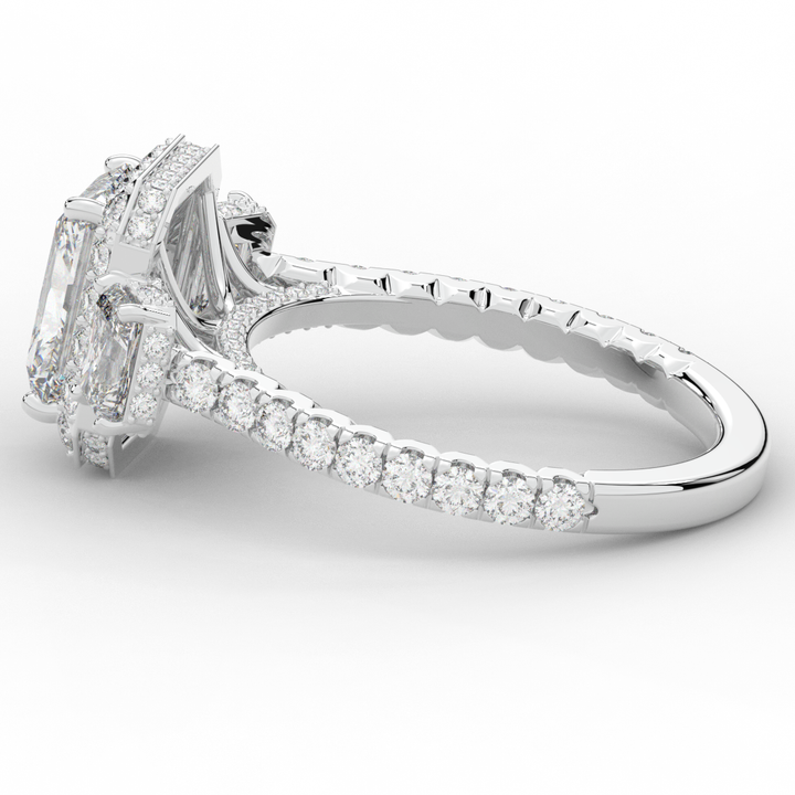 3.20CT.TW RADIANT LAB DIAMOND 3 STONE ENGAGEMENT RING - Nazarelle