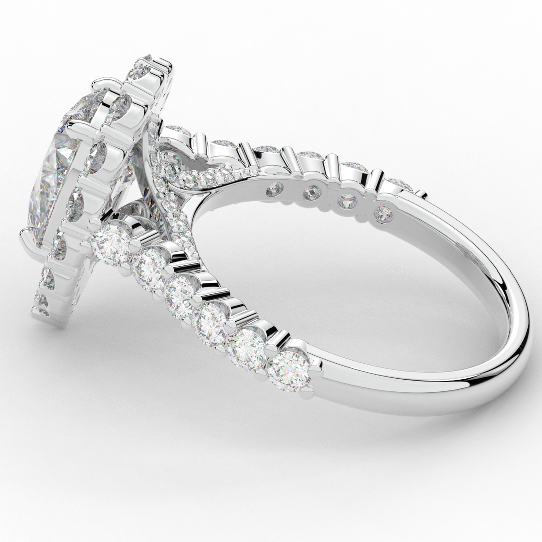 3.10CT.TW PEAR LAB DIAMOND HALO ENGAGEMENT RING - Nazarelle