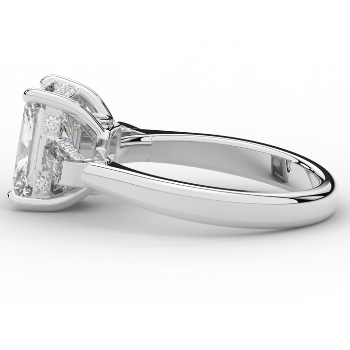 3.45CT.TW RADIANT LAB DIAMOND 3 STONE ENGAGEMENT RING - Nazarelle