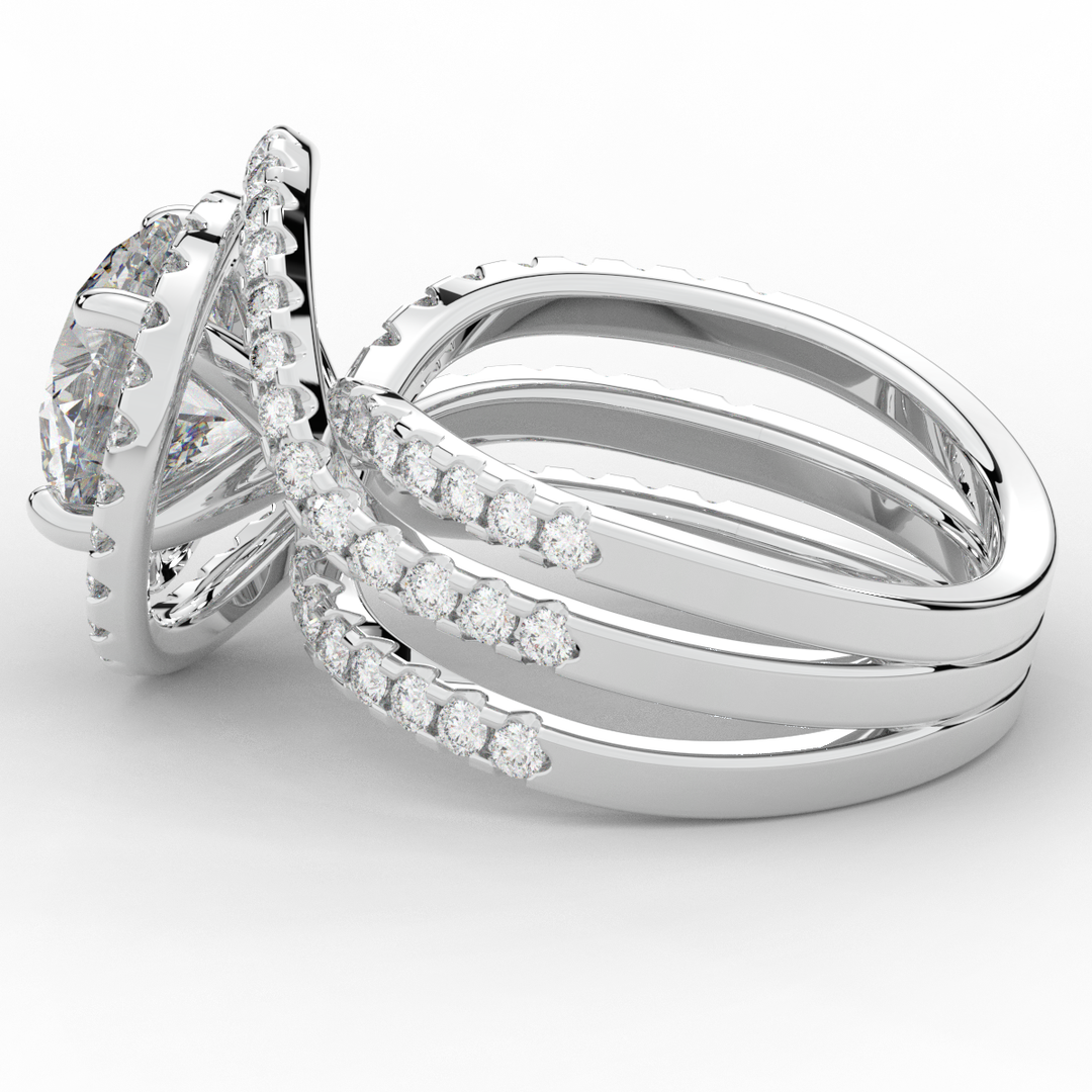 3.90CT.TW ROUND LAB DIAMOND TWIST HALO ENGAGEMENT RING - Nazarelle