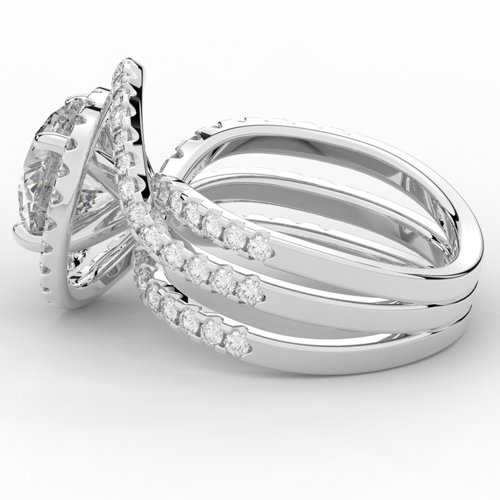 3.90CT.TW ROUND LAB DIAMOND TWIST HALO ENGAGEMENT RING - Nazarelle
