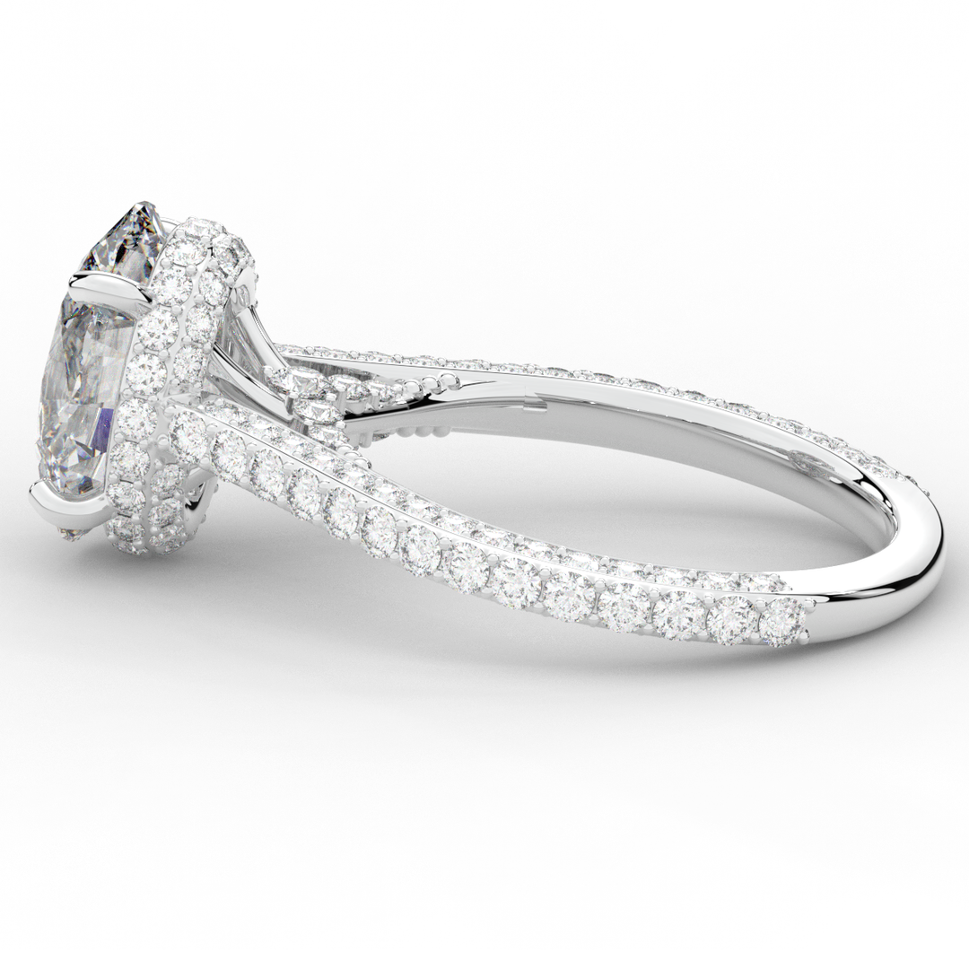 4.00CT.TW OVAL LAB DIAMOND UNDERHALO SOLITAIRE ENGAGEMENT RING - Nazarelle