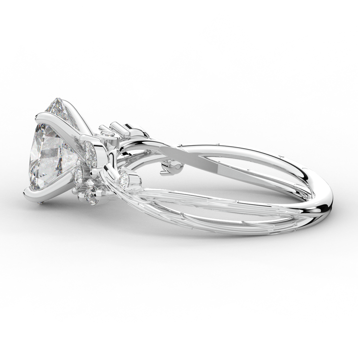 2.25CT.TW OVAL LAB DIAMOND STYLIZED VINE AND TREE BARK FINISH ENGAGEMENT RING - Nazarelle