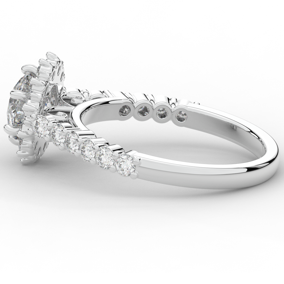 1.60CT.TW ROUND LAB DIAMOND HALO ENGAGEMENT RING - Nazarelle