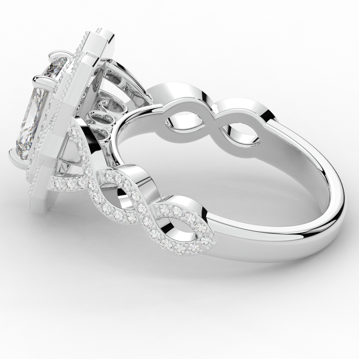 1.90CT.TW RADIANT LAB DIAMOND HALO ENGAGEMENT RING - Nazarelle