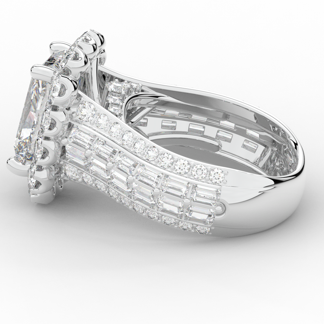 8.00CT.TW RADIANT LAB DIAMOND HALO ENGAGEMENT RING - Nazarelle