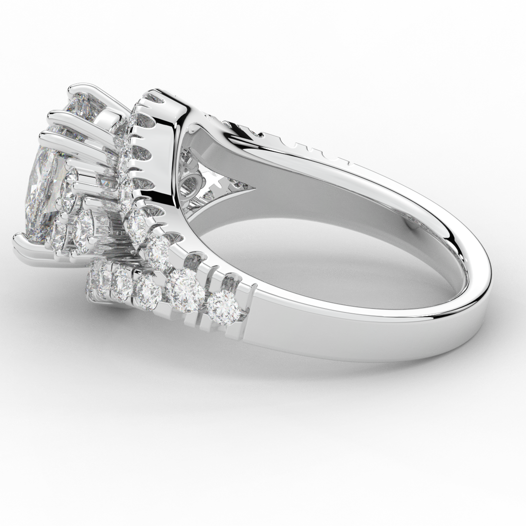 3.10CT.TW CUSHION LAB DIAMOND HALO ENGAGEMENT RING - Nazarelle