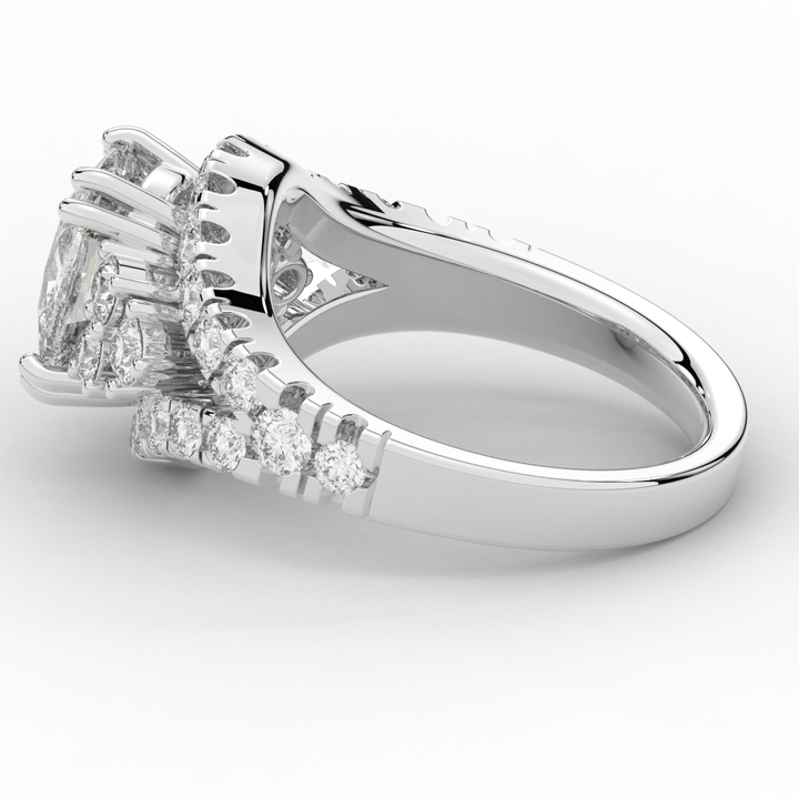 3.10CT.TW CUSHION LAB DIAMOND HALO ENGAGEMENT RING - Nazarelle