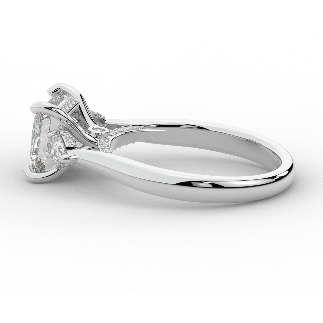 2.40CT.TW PRINCESS LAB DIAMOND 3 STONE ENGAGEMENT RING - Nazarelle