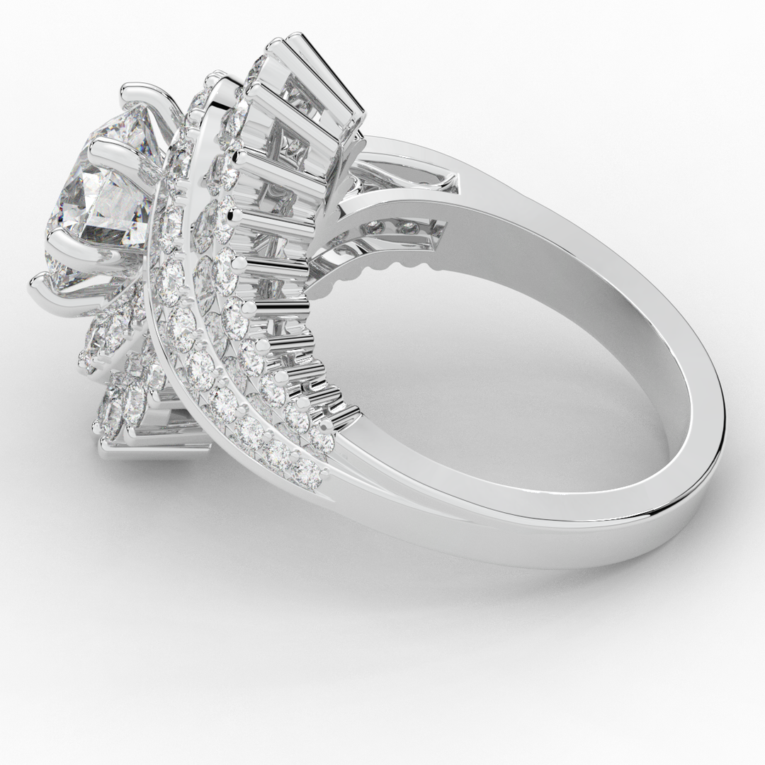 3.35CT.TW ROUND LAB DIAMOND BYPASS HALO ENGAGEMENT RING - Nazarelle