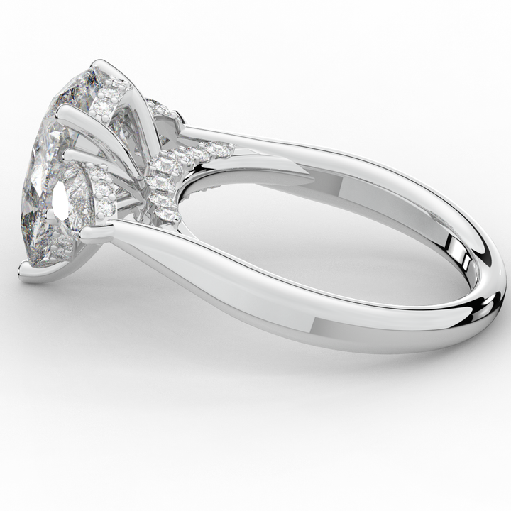 3.70CT.TW PEAR LAB DIAMOND 3 STONE ENGAGEMENT RING - Nazarelle
