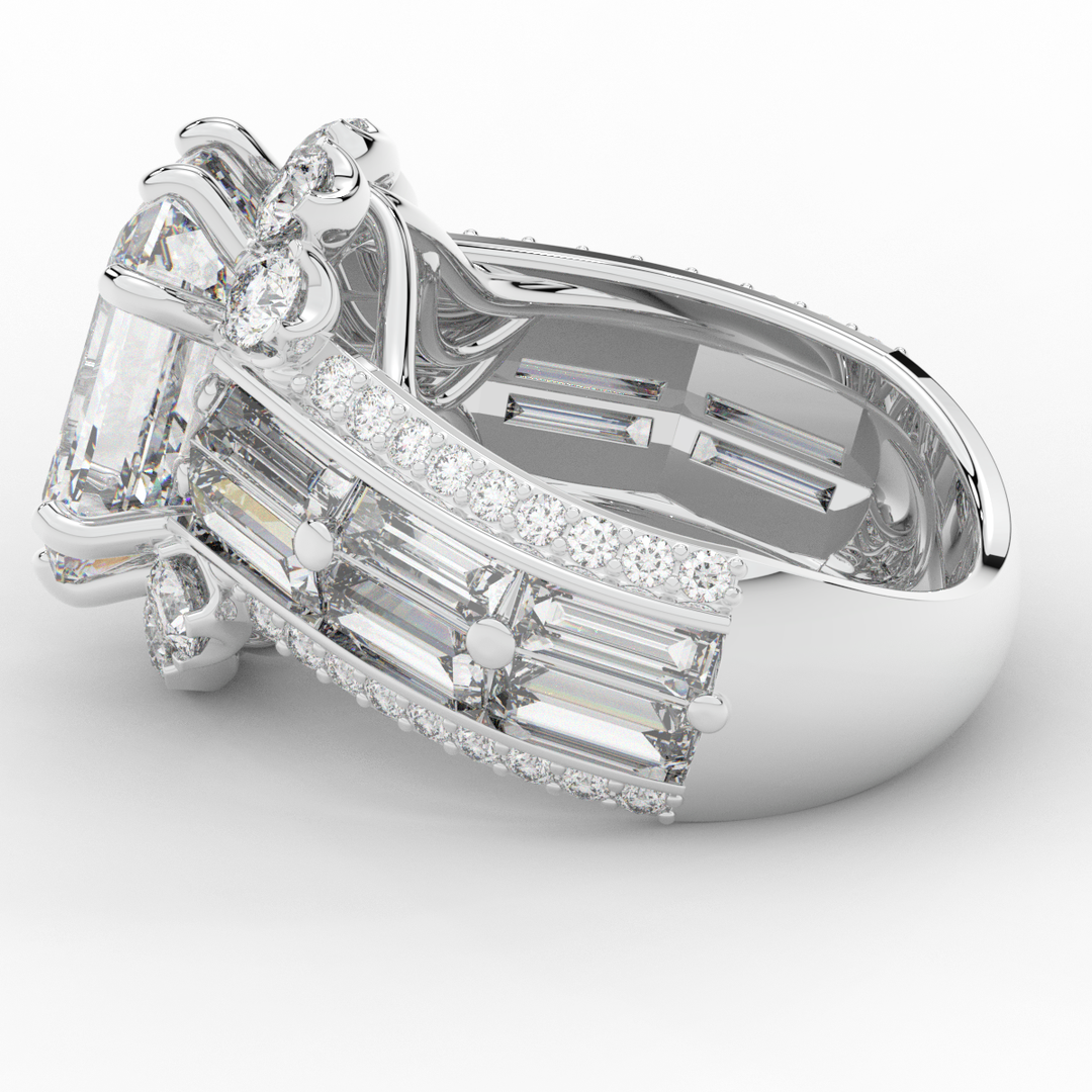 8.25CT.TW EMERALD CUT LAB DIAMOND HALO ENGAGEMENT RING - Nazarelle