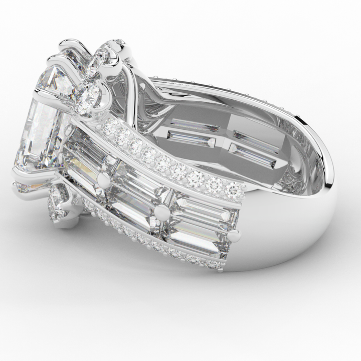 8.25CT.TW EMERALD CUT LAB DIAMOND HALO ENGAGEMENT RING - Nazarelle