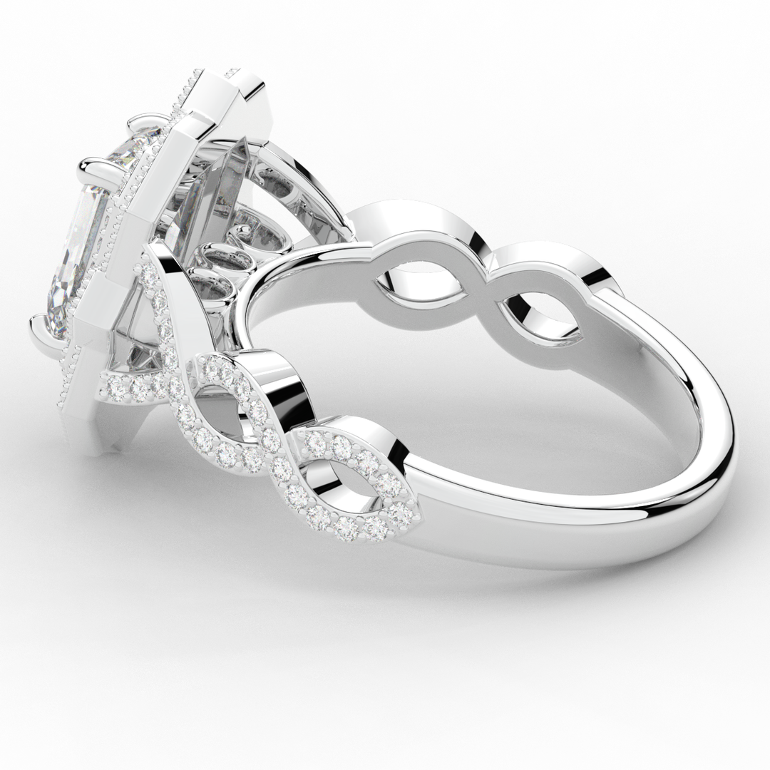 1.90CT.TW EMERALD CUT LAB DIAMOND HALO ENGAGEMENT RING - Nazarelle