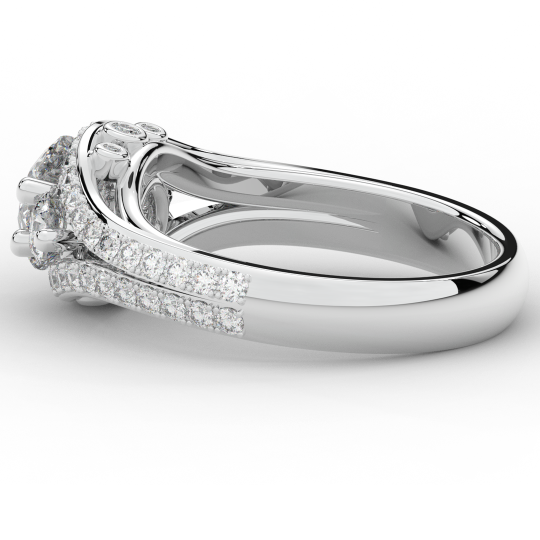 1.90CT.TW ROUND LAB DIAMOND THREE STONE ENGAGEMENT RING - Nazarelle