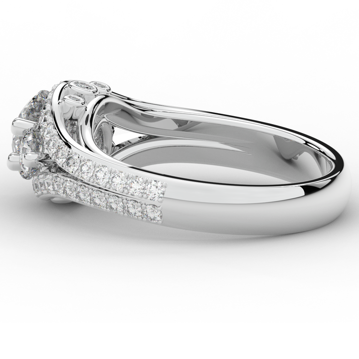 1.90CT.TW ROUND LAB DIAMOND THREE STONE ENGAGEMENT RING - Nazarelle