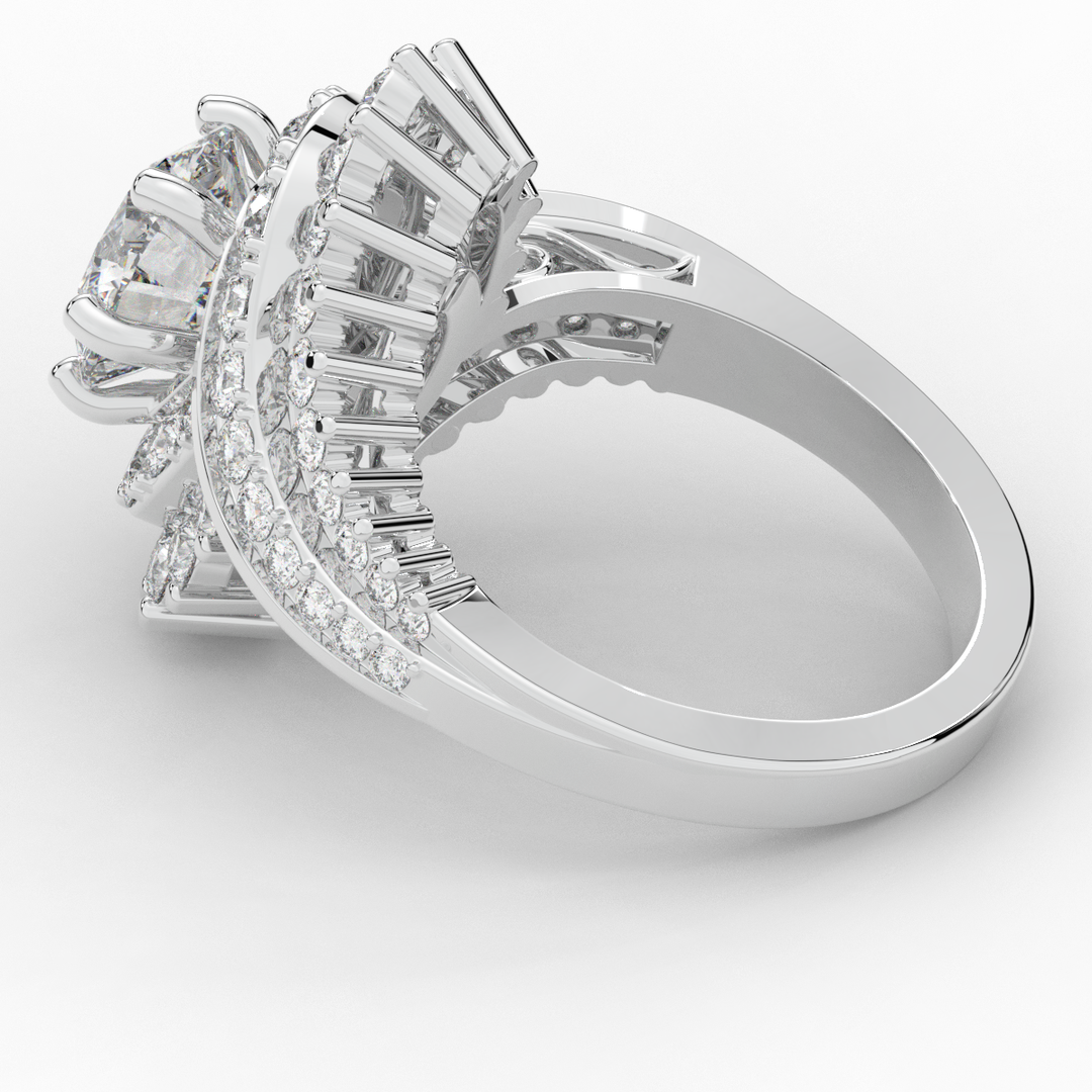 3.35CT.TW ROUND LAB DIAMOND BYPASS HALO ENGAGEMENT RING - Nazarelle