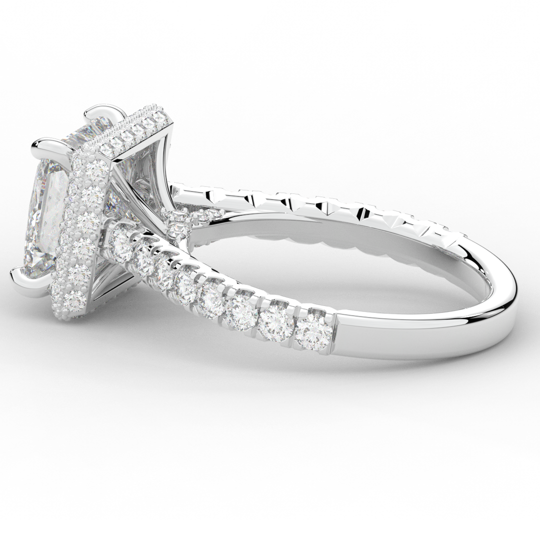 3.90CT.TW PRINCESS LAB DIAMOND HALO ENGAGEMENT RING - Nazarelle