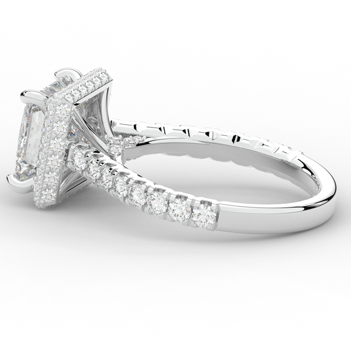 3.90CT.TW PRINCESS LAB DIAMOND HALO ENGAGEMENT RING - Nazarelle