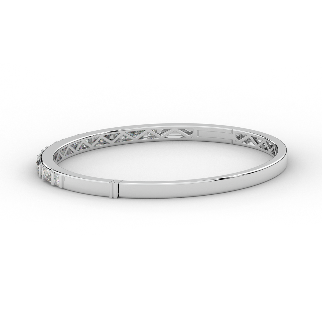 2.75CT.TW ROUND AND EMERALD CUT LAB DIAMOND SHARED PRONG BANGLE - Nazarelle