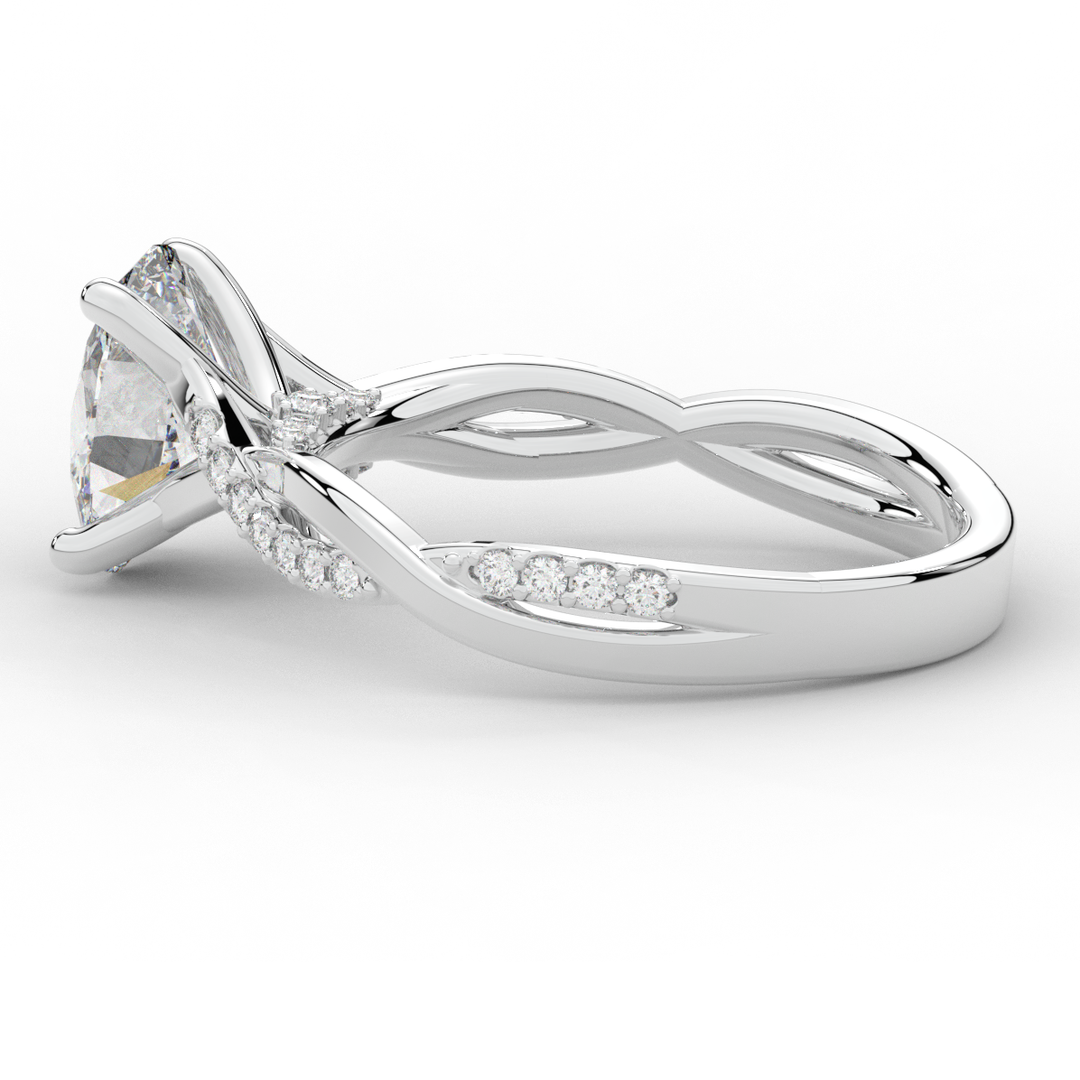 1.70CT.TW OVAL LAB DIAMOND TWIST BAND ENGAGEMENT RING - Nazarelle