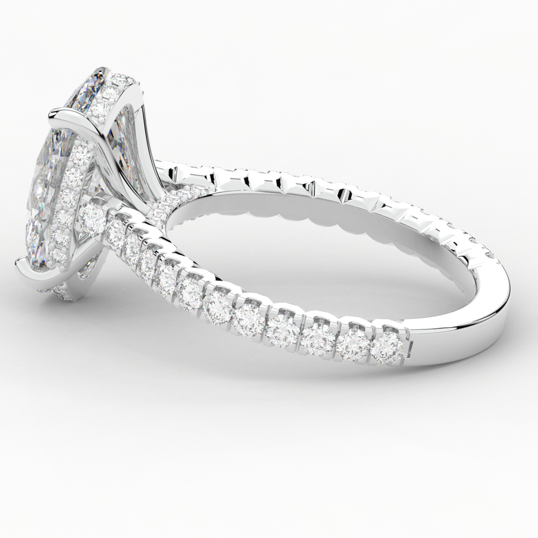 4.70CT.TW OVAL LAB DIAMOND UNDERHALO SOLITAIRE ENGAGEMENT RING - Nazarelle