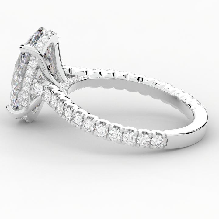 4.70CT.TW OVAL LAB DIAMOND UNDERHALO SOLITAIRE ENGAGEMENT RING - Nazarelle