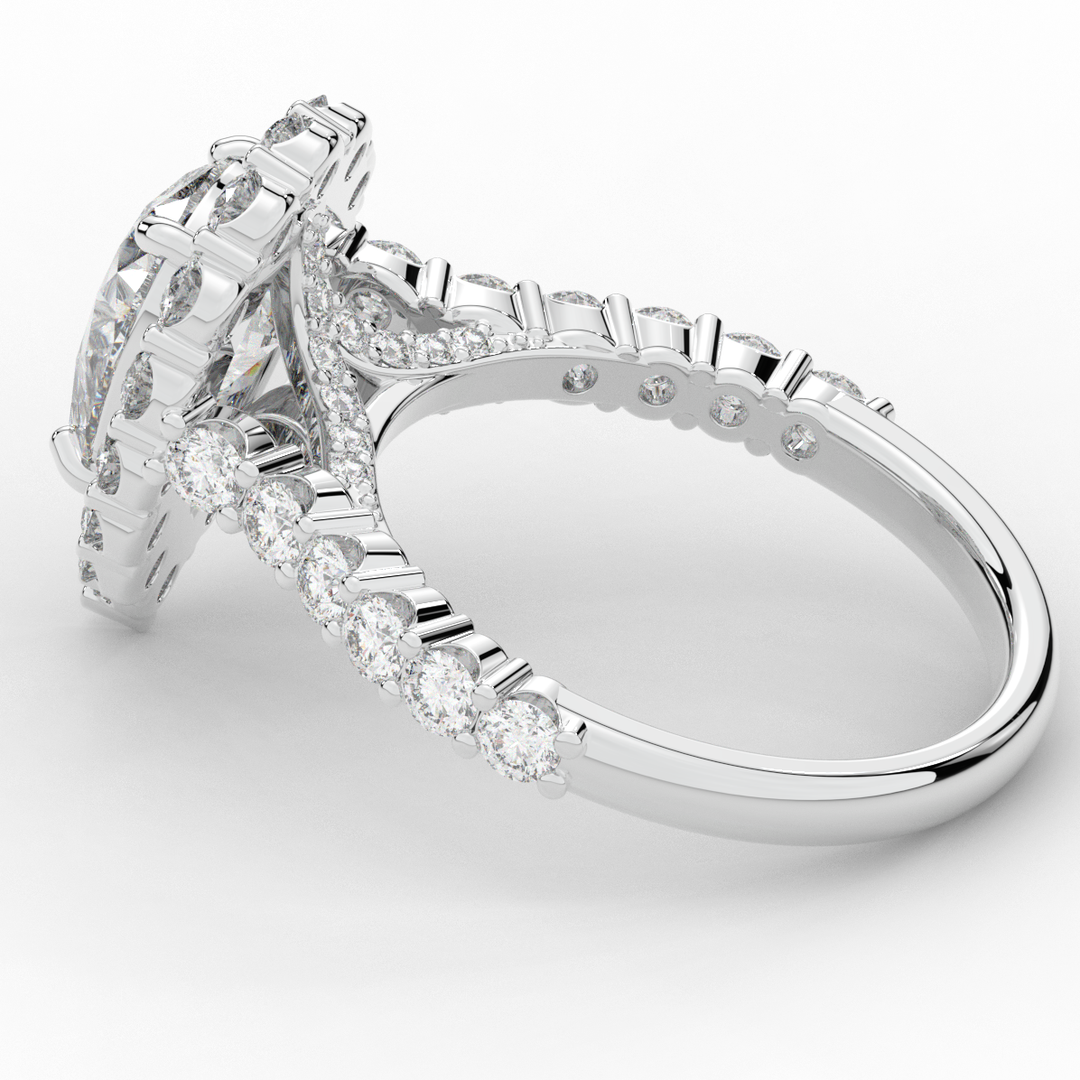3.10CT.TW PEAR LAB DIAMOND HALO ENGAGEMENT RING - Nazarelle
