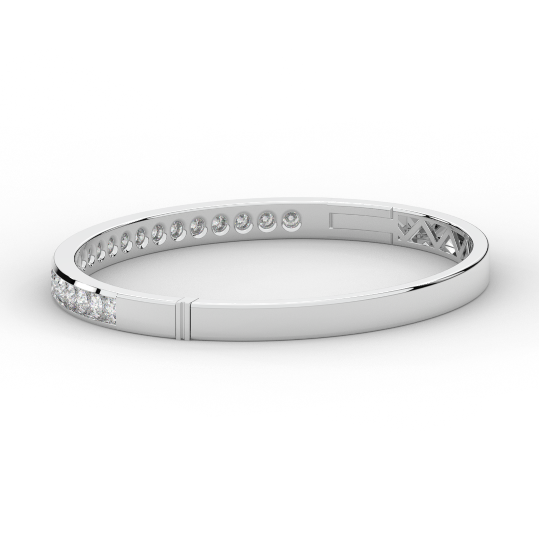 2.75CT.TW ROUND LAB CHANNEL SET DIAMOND BANGLE - Nazarelle