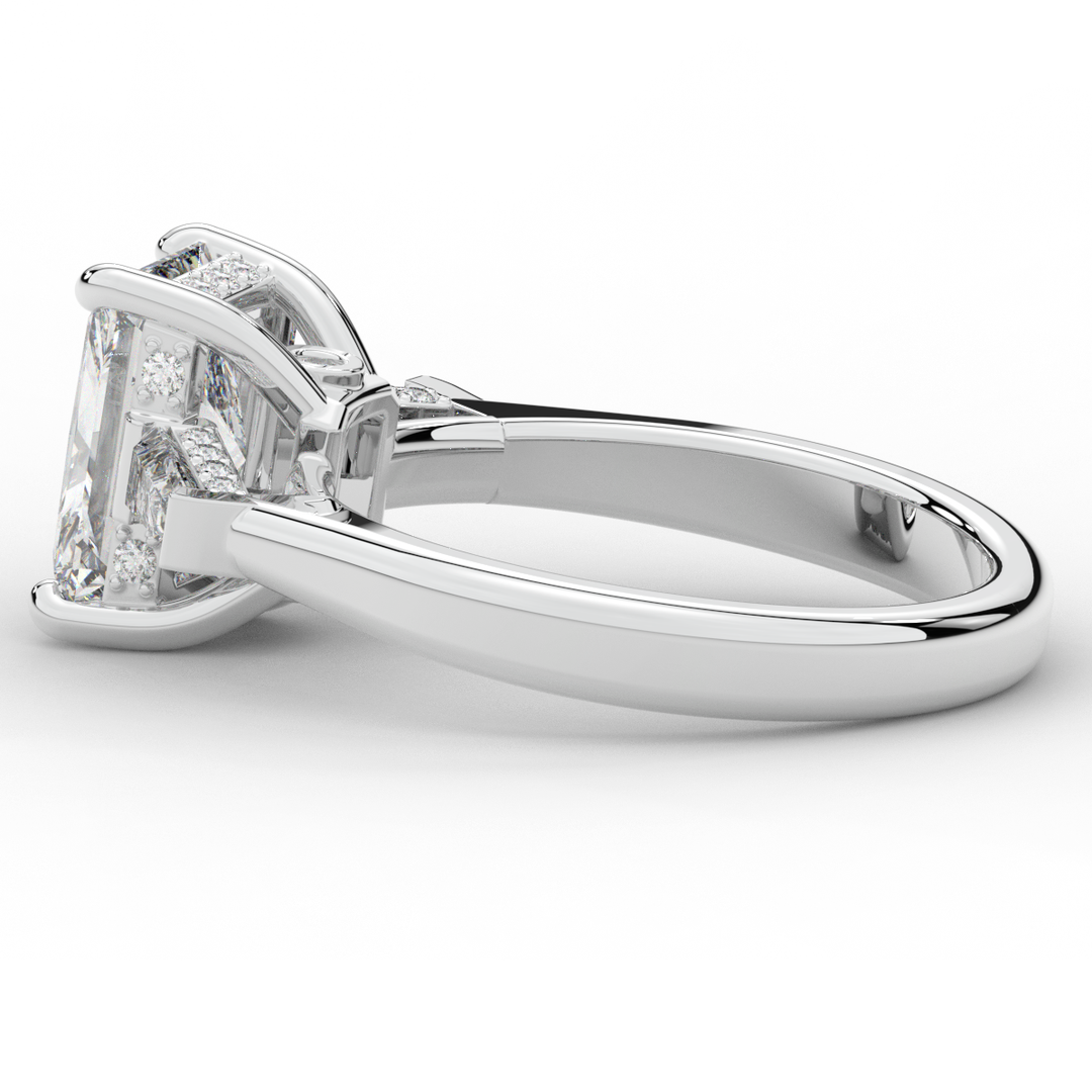 3.45CT.TW RADIANT LAB DIAMOND 3 STONE ENGAGEMENT RING - Nazarelle