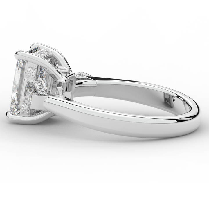 3.45CT.TW RADIANT LAB DIAMOND 3 STONE ENGAGEMENT RING - Nazarelle