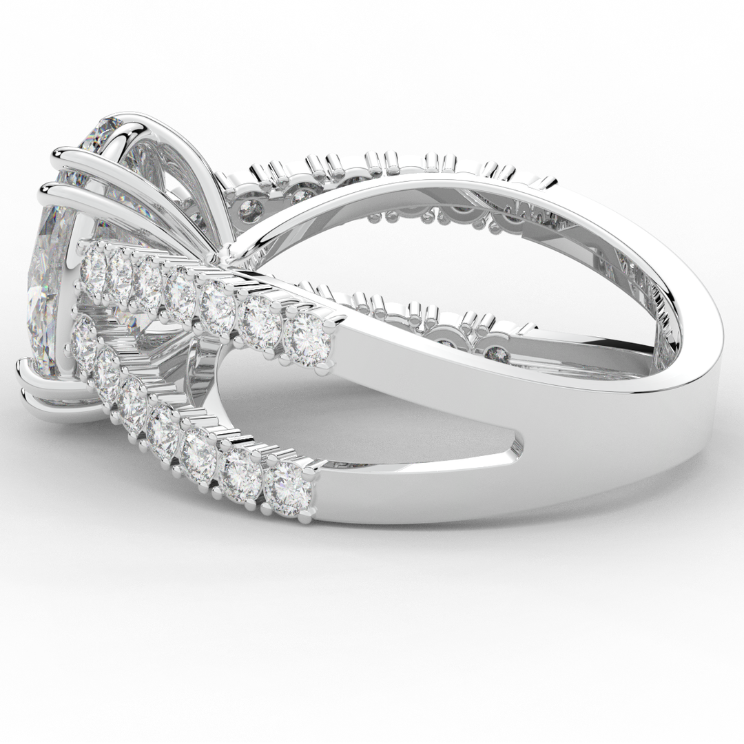 3.75CT.TW OVAL LAB DIAMOND SPLIT BAND ENGAGEMENT RING