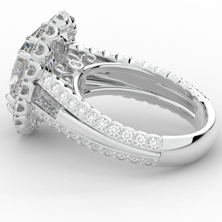 5.75CT.TW OVAL LAB DIAMOND HALO ENGAGEMENT RING - Nazarelle