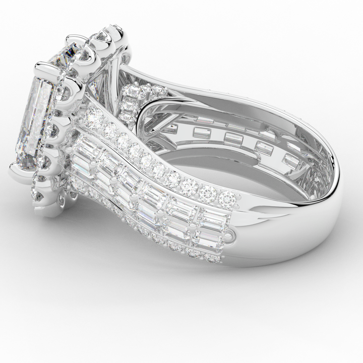 8.00CT.TW EMERALD CUT LAB DIAMOND HALO ENGAGEMENT RING - Nazarelle