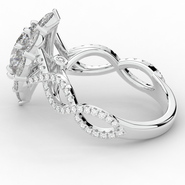 3.00CT.TW OVAL LAB DIAMOND HALO ENGAGEMENT RING - Nazarelle