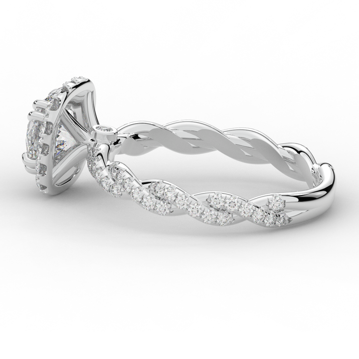 1.55CT.TW ROUND LAB DIAMOND HALO TWIST ENGAGEMENT RING - Nazarelle