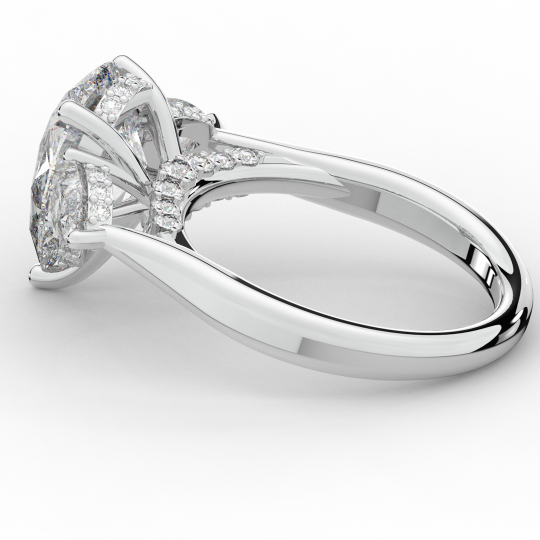 3.70CT.TW PEAR LAB DIAMOND 3 STONE ENGAGEMENT RING - Nazarelle