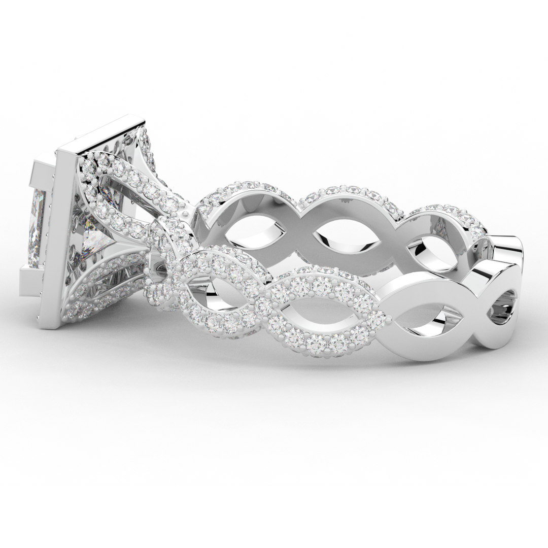 2.40CT.TW PRINCESS LAB DIAMOND HALO ENGAGEMENT RING - Nazarelle