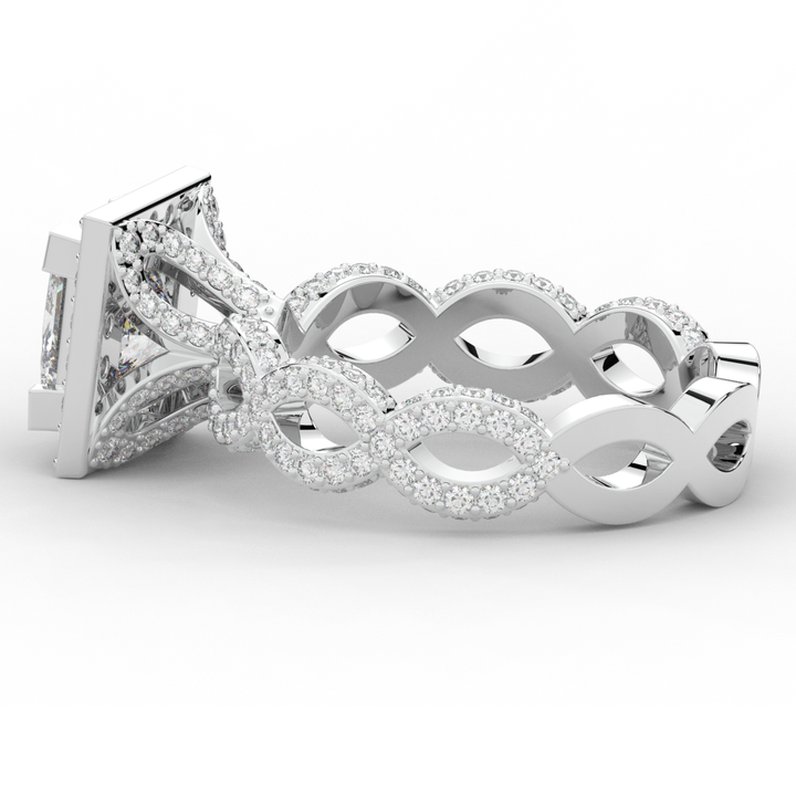 2.40CT.TW PRINCESS LAB DIAMOND HALO ENGAGEMENT RING - Nazarelle