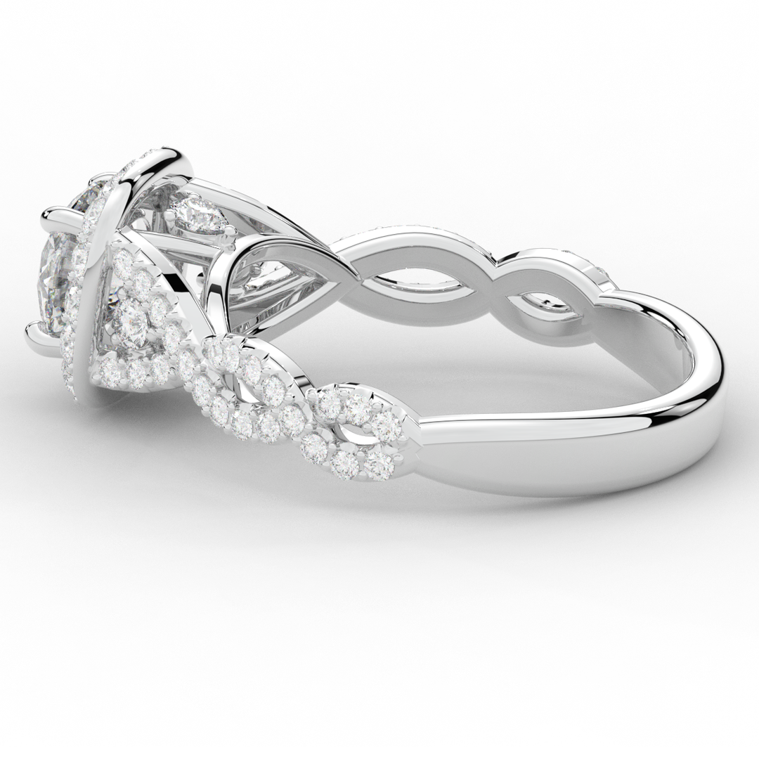 1.60CT.TW ROUND LAB DIAMOND HALO TWIST ENGAGEMENT RING - Nazarelle