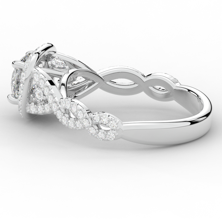 1.60CT.TW ROUND LAB DIAMOND HALO TWIST ENGAGEMENT RING - Nazarelle