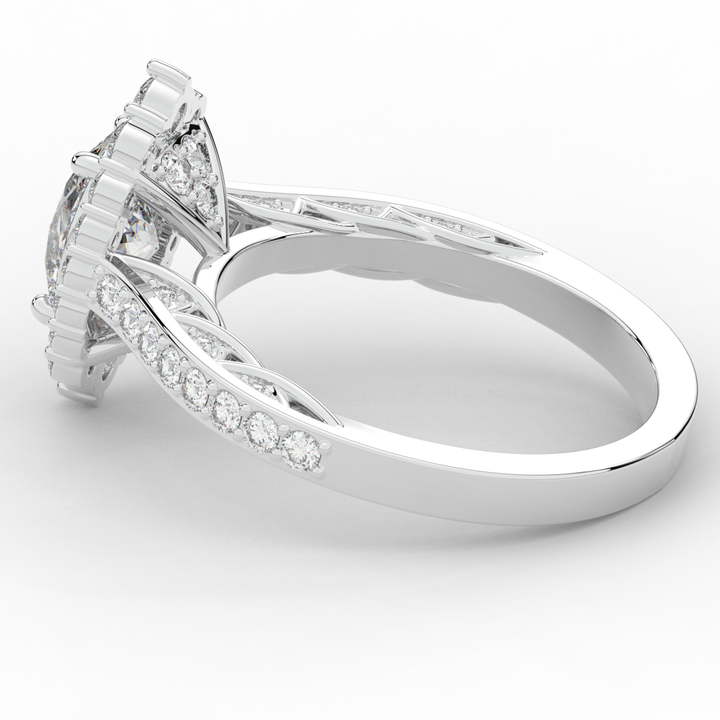 1.75CT.TW OVAL LAB DIAMOND HALO ENGAGEMENT RING - Nazarelle