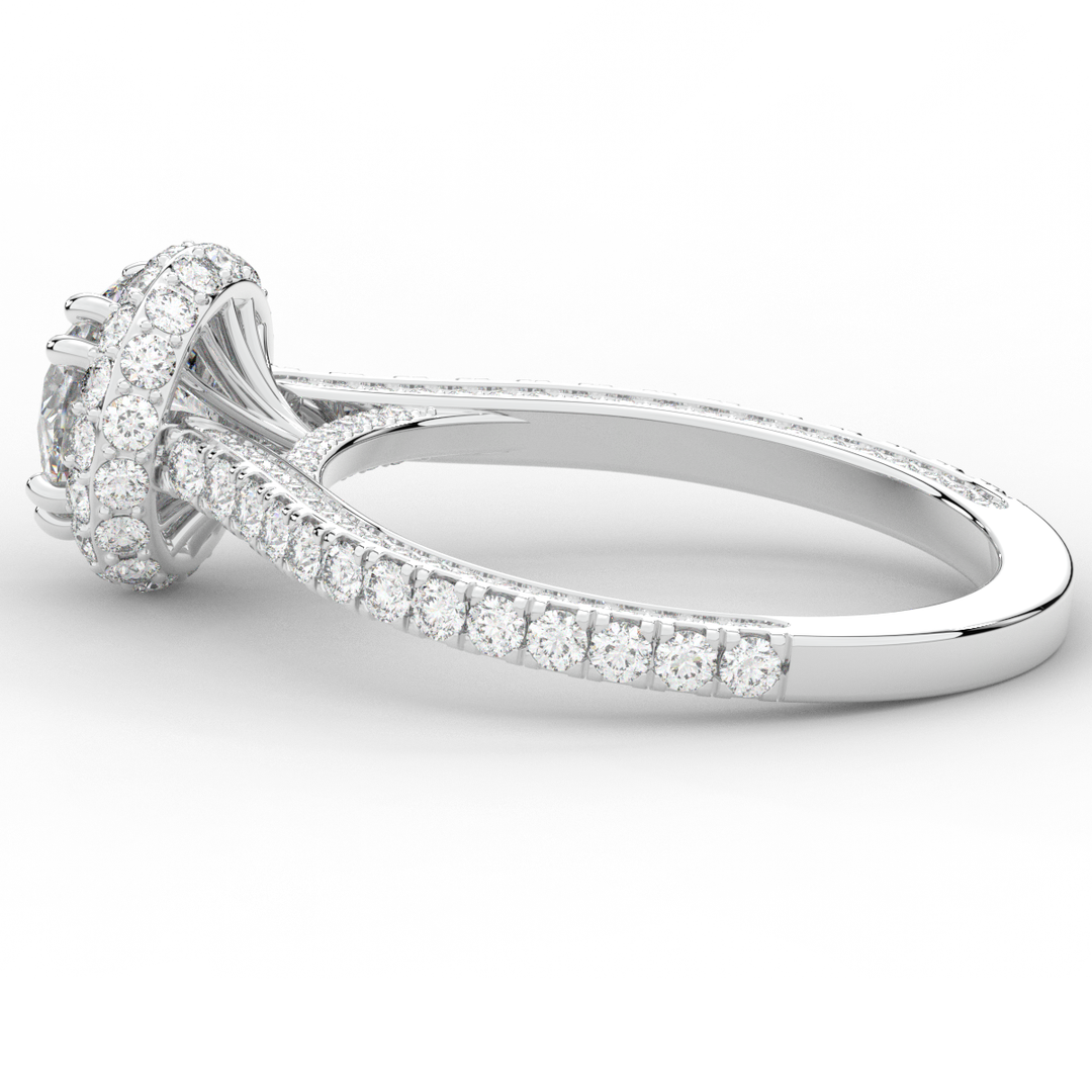 1.90CT.TW ROUND LAB DIAMOND HALO ENGAGEMENT RING - Nazarelle