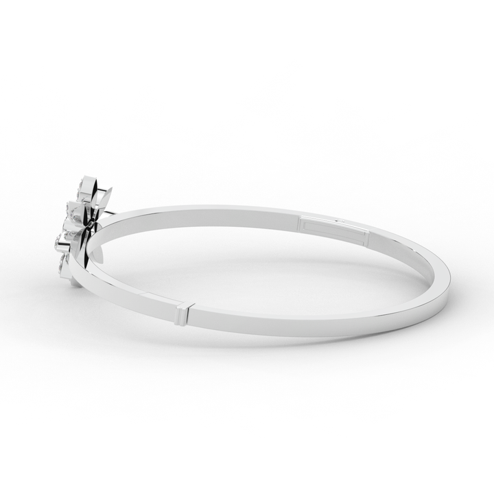 0.40CT.TW ROUND LAB BEZEL AND PRONG SET FLOWER DIAMOND BANGLE - Nazarelle