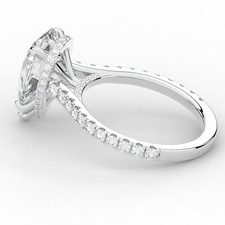 4.60CT.TW PEAR LAB DIAMOND UNDERHALO SOLITAIRE ENGAGEMENT RING - Nazarelle