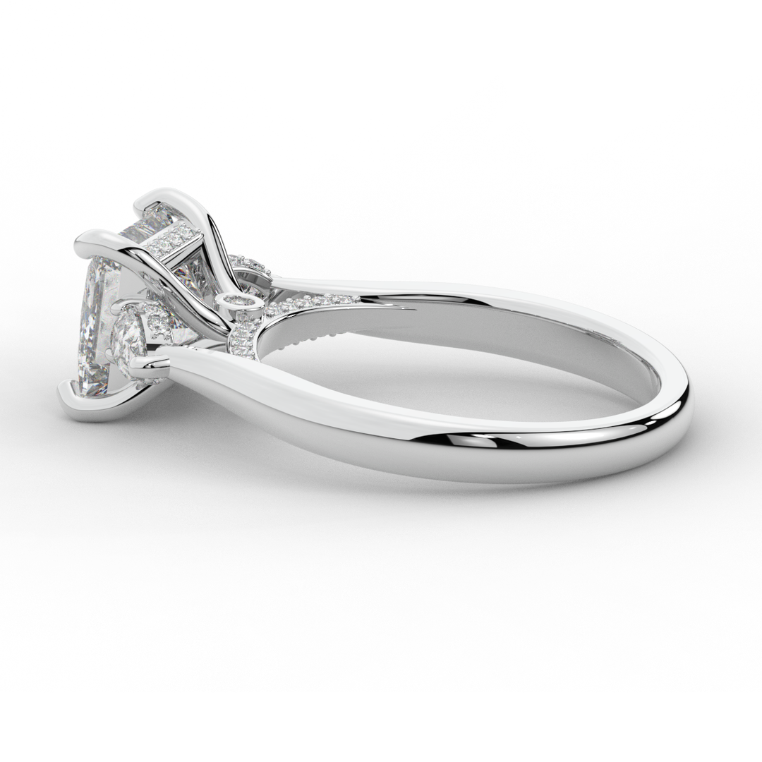 2.40CT.TW PRINCESS LAB DIAMOND 3 STONE ENGAGEMENT RING - Nazarelle