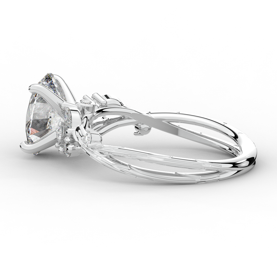 2.25CT.TW OVAL LAB DIAMOND STYLIZED VINE AND TREE BARK FINISH ENGAGEMENT RING - Nazarelle