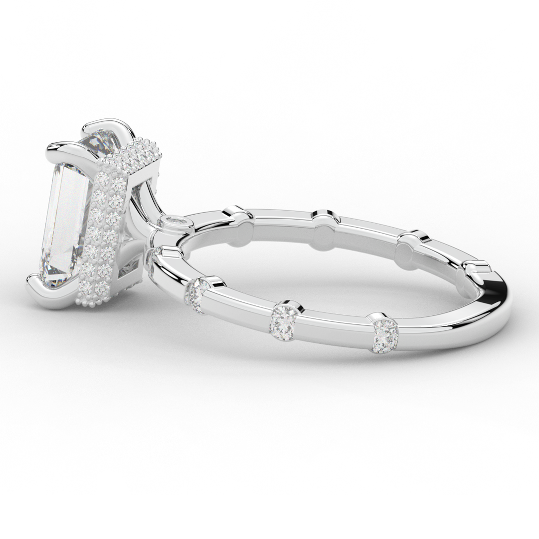 2.60CT.TW RADIANT LAB DIAMOND UNDERHALO SOLITAIRE ENGAGEMENT RING - Nazarelle
