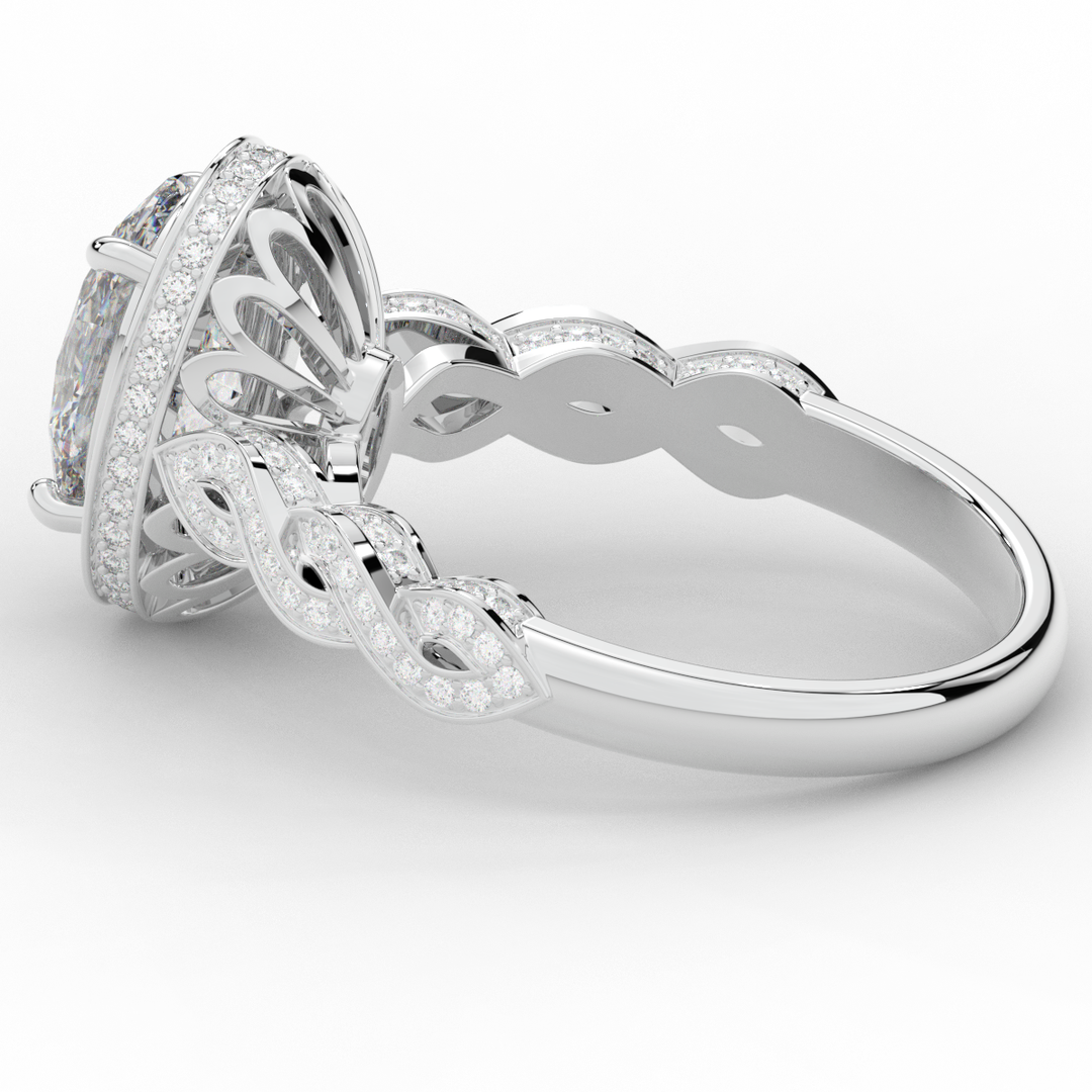 3.10CT.TW OVAL LAB DIAMOND HALO ENGAGEMENT RING - Nazarelle